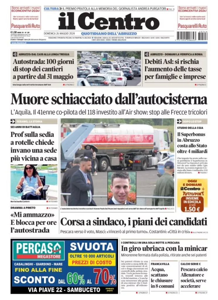 Prima-pagina-il centro-oggi-edizione-del-2024-05-26